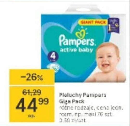 pieluszki pampers 4 active baby-dry 8-14kg 132szt