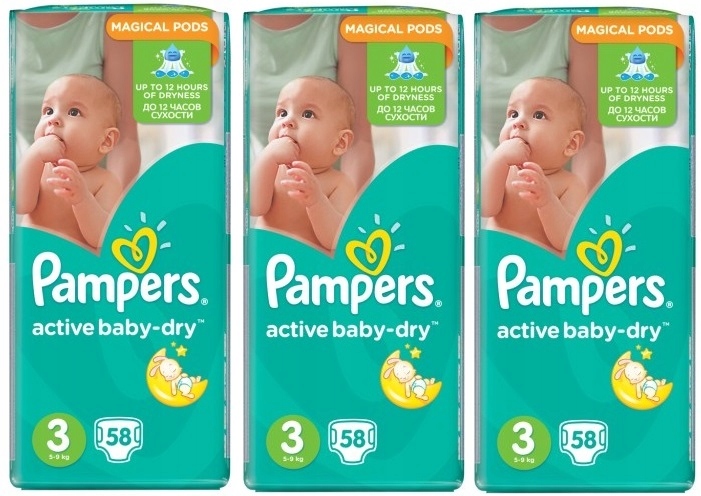 pampers active baby-dry pieluchy jednorazowe midi 3 mega