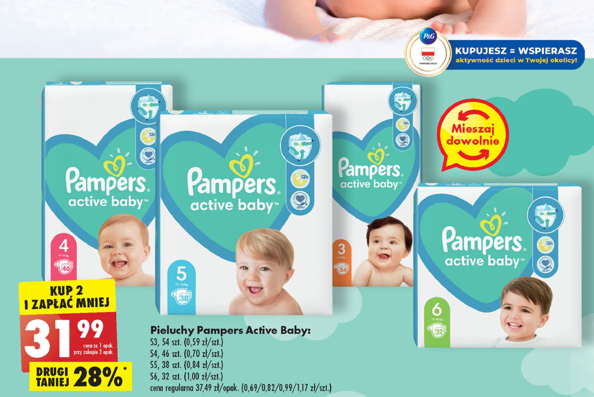 pampers active baby 5 32 sztuki