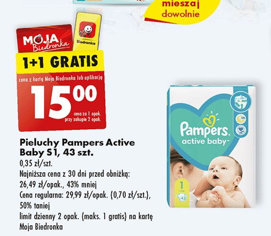 cena pieluchy pampers